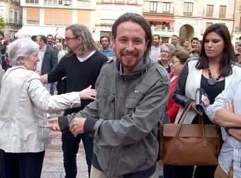 Missnöjespartiet Podemos, med Pablo Iglesias i spetsen, symboliserar de strukturella förändringarna i Spanien 2014. Foto: Cyberfrancis