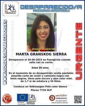 Marta Granskog Sierra försvann 30 juni.