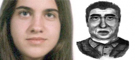 Eva Blanco Puig och fantombilden som polisen släppte på den misstänkte mördaren.