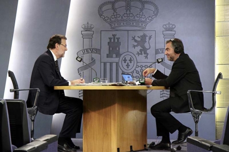 Rajoy åkte på nöten i en av sina senaste intervjuer, med Onda Ceros Carlos Alsina. Foto: La Moncloa – Gobierno de España