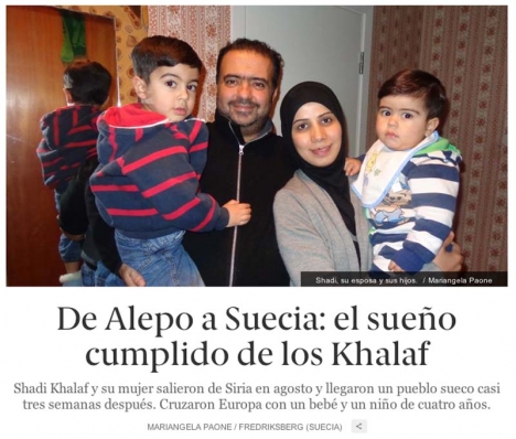 Familjen Khalaf har flytt från Aleppo och anlände 26 september till svenska samhället Fredriksberg.
