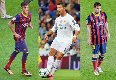 Neymar, Cristiano och Messi är finalister till Guldbollen 2015.