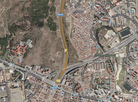 Olyckan inträffade nära tunneln vid Carlos Haya i Málaga. Foto: Google Maps