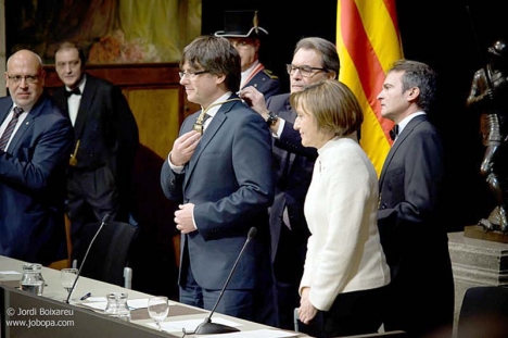 Nye regionalpresidenten Carles Puigdemont vid utnämningen 12 januari. Foto: Jordi Boixareu