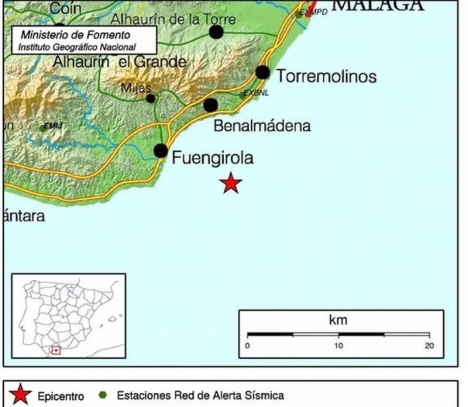 Skalvet 7 februari är det närmaste västra Costa del Sol hittills.