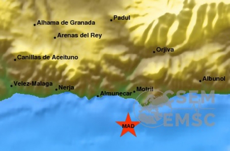 Skalvet 25 mars är det som registrerats närmast spanskt territorium. Foto: EMSC
