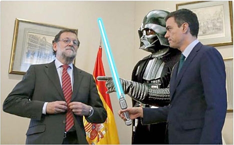 Spanjorerna uthärdar situationen genom att driva med sina politiker.