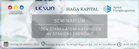 Evenemanget hålls i samarbete med Svensk-Spanska Handelskammaren i Stockholm 26 oktober.