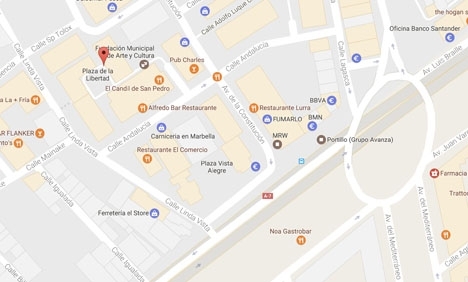 Plaza de la Libertad ligger i centrala San Pedro och har ett flertal nattklubbar. Foto: Google Maps