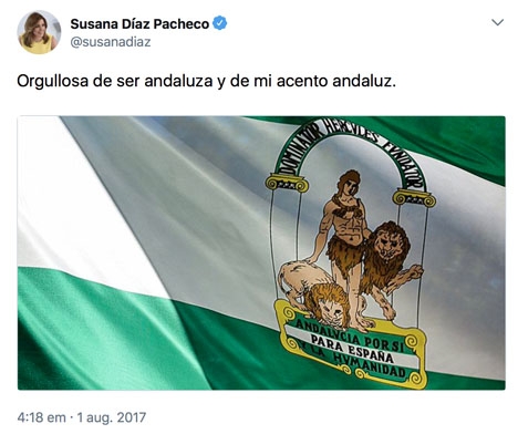 Den andalusiska regionalpresidentens svar på Twitter.