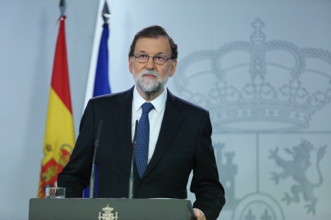 Marian Rajoy ignorerade i sitt tal polisövegreppen i Katalonien och lovordade rikspolisen.