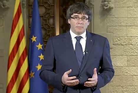 Carles Puigdemont mötte ej upp till den presskommuniké som han själv kallat till 26 oktober. Foto: Generalitat de Catalunya