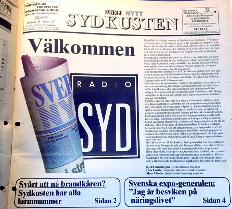 Det första numret av prenumerationstidningen Sverige Nytt/Sydkusten kom ut 16 oktober 1992.