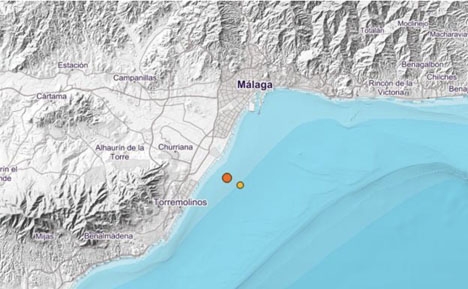 Skalven inträffade nära östra stranden i Torremolinos. Foto: Instituto Geográfico Nacional