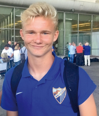 Daniel Strindholm är till vardags målvakt i Málagas juniorlag. Nu har han blivit uttagen till svenska U-17-landslaget. Foto: Privat