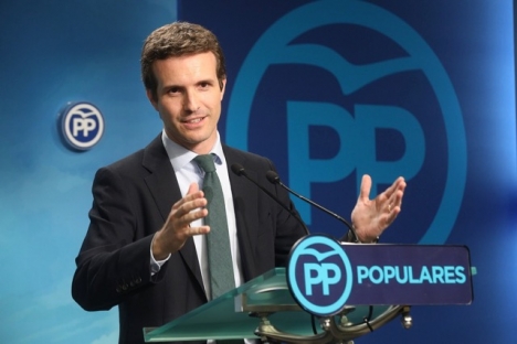 PP-ledaren Pablo Casado har en ganska uråldrig världsbild, för att vara så pass ung. Foto: PP Comunidad de Madrid/Wikimedia Commons