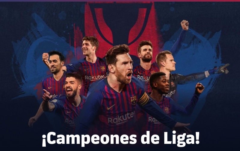 Den åttonde ligatiteln på de senaste elva säsongerna säkrades med tre omgångar kvar att spela. Foto: F.C. Barcelona