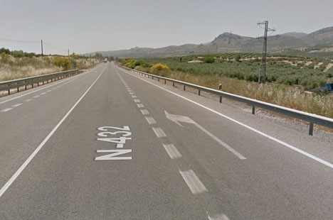 Landsvägen mellan Granada och Córdoba där olyckan inträffade. Foto: Google Maps