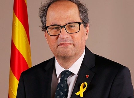 Den katalanske regionalpresidenten Quim Torra anklagar Spanien för att vilja svartmåla separatisterna, men fördömer samtidigt ej planerade våldsdåd. Foto: Generalitat de Catalunya