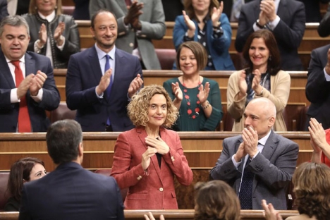 Meritxell Batet blev som väntat omvald som talman i parlamentet. Foto: PSOE