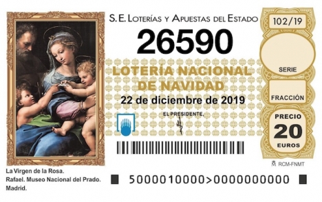 Storvinsten i jullotteriet tillfaller lott nummer 26 590 och har sålts på en rad olika håll i Spanien.