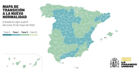 Måndag 25 maj kommer 47 procent av befolkningen att gå in i Fas 2, medan övriga Spanien kommer att befinna sig i Fas 1.