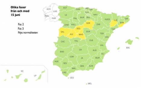 En majoritet av Spanien befinner sig nästa vecka i Fas 3, medan Galicien är det första området att nå den 