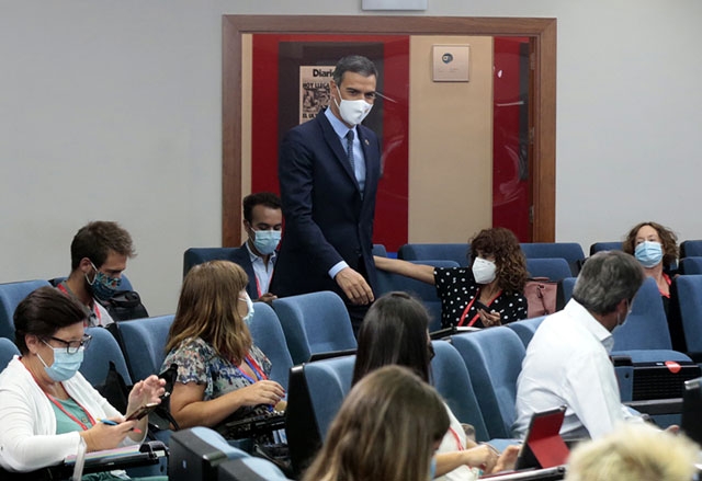Pedro Sánchez framträdde 25 augusti, efter ministermötet.