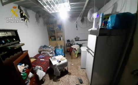 Kvinnan hölls fången i garaget under usla förhållanden och utan ventilation. Foto: Guardia Civil