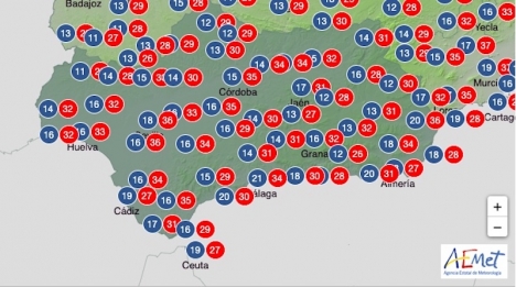 Riktigt sommarväder är på ingång lagom till helgen. Den varmaste dagen enligt AEMET blir söndag. Foto: AEMET