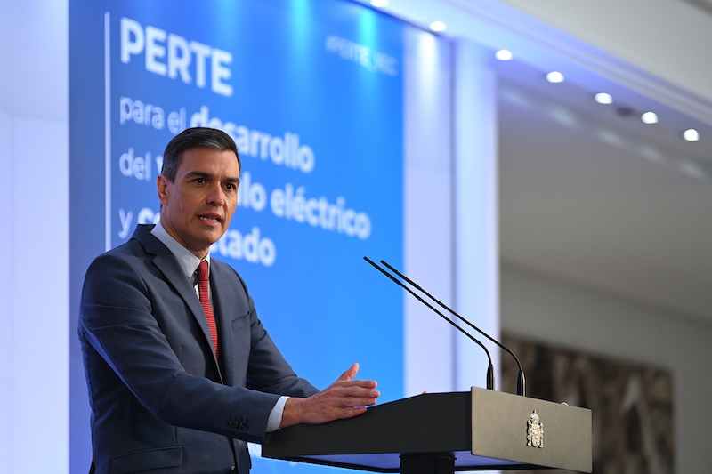 Regeringschefen Pedro Sánchez presenterade 12 juli den nya satsningen på elbilar för den kommande treårsperioden.