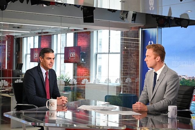 Pedro Sánchez har givit ett flertal tv-intervjuer under sitt besök i USA.