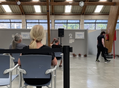 Vaccincentret vid kongresspalatset i Marbella.