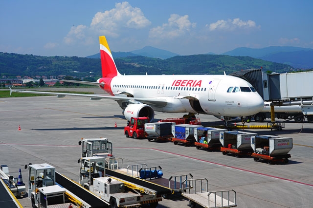 Iberia-maskin vid Bilbaos flygplats. ARKIVBILD