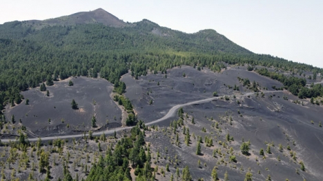 Enorma mängder aska täcker landskapet på La Palma, där vulkanutbrottet har pågått i snart två månader.