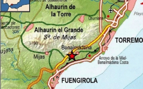 Jordskalvet hade sitt epicentrum nära Benalmádena Pueblo.