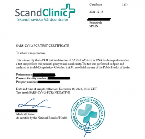 Allmänheten ombeds kontakta ScandClinic om de blir erbjudna falskt PCR-test i deras namn.