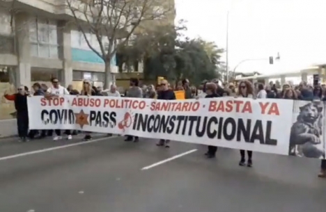 Demonstrationen mot Covid-restriktionerna var den största hittills på Mallorca. Foto: Twitter