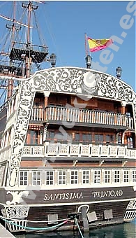 Santísima Trinidad är en kopia av sin namne från 1700-talet, spanska armadans största fartyg som sjönk utanför Cádiz efter slaget vid Trafalgar 1805.