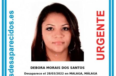 Débora Morais Dos Santos var efterlyst sedan hon försvann i Málaga 28 mars.