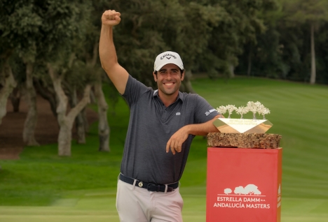 Adrián Otaegui vann Estrella Damm N.A Andalucía Masters  med rekordnoteringen 19 slag under par. Foto: Real Club Valderrama