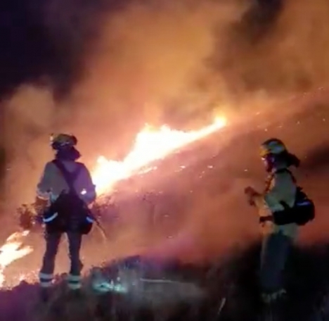 Brandmännen hade lågorna under kontroll två timmar efter att eldsvådan startat. Foto: Infoca