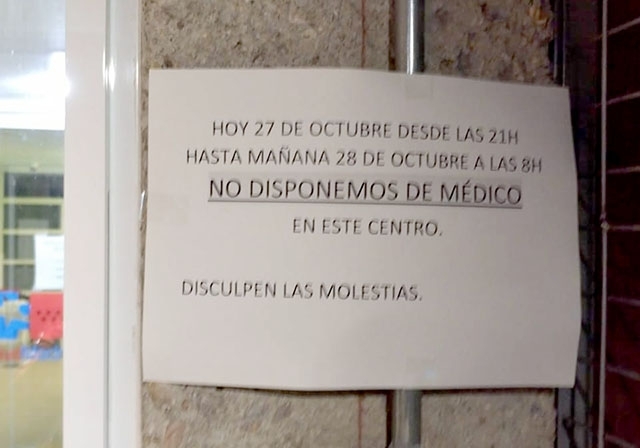 Många akutstationer i Madrid har helt saknat läkare. Foto: Twitter