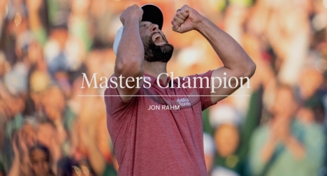 John Rahms visade på goda nerver när han vann Masters i Augusta 9 april med fyra slags marginal till de jagande amerikanerna Koepka och Mickelson. Foto: The Masters
