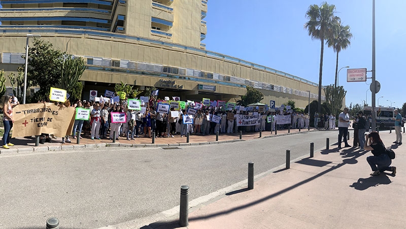 Demonstrationen utanför sjukhuset Costa del Sol. Foto: Carmen Téllez Valle