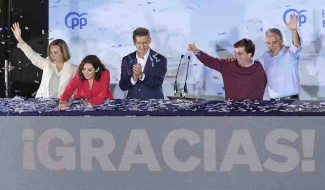 Partido Popular hade goda skäl att fira på valnatten 28 maj, men  nu väntar förhandlingar med Vox i ett flertal regioner. Foto: PP