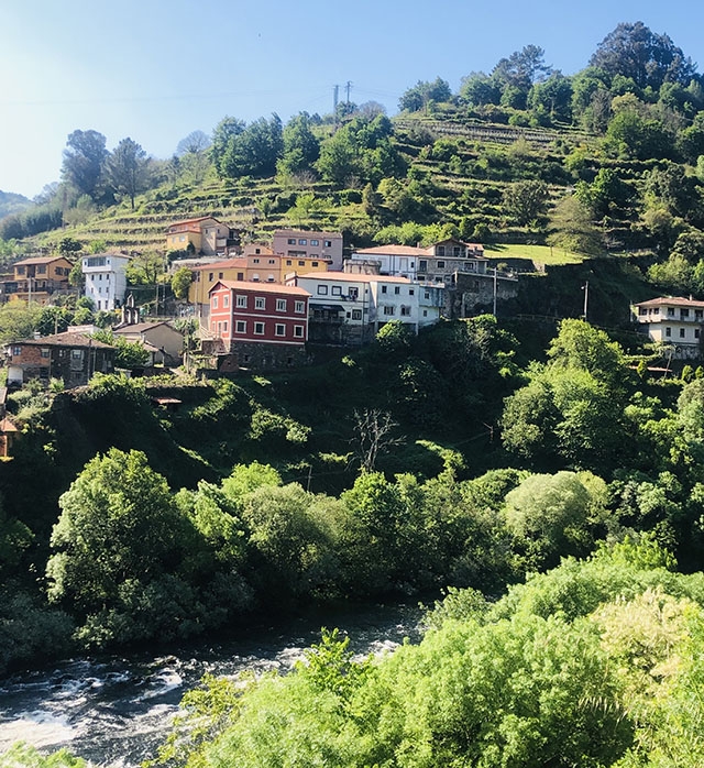  Området Ribeira Sacra kännetecknas av vackra floddalar och gröna sluttningar med kalkade hus och vinodlingar. Foto: Hanna Sundblad