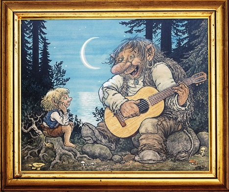 Porträtt av Bengt Sändh och hans son Aron, målad av ”trollkonstnären” Rolf Lidberg.