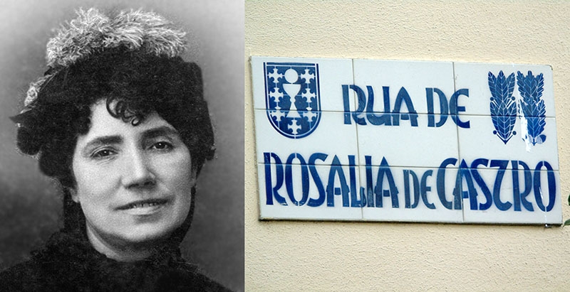 Rosalía de Castro hyllas i sin hemregion Galicien på ett flertal olika sätt.