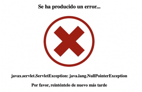 Ideliga felmeddelanden som denna på spanska myndighetssidor får användarna att svära och slita sitt hår. Skärmbilden är från justitiedepartementets hemsida.